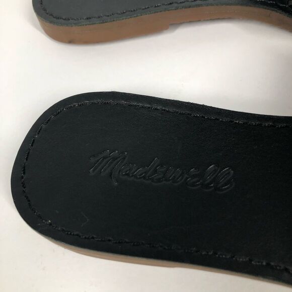 Madewell The Boardwalk Post Slide Sandal in Black Leather Size 6 JO201 - Picture 7 of 9